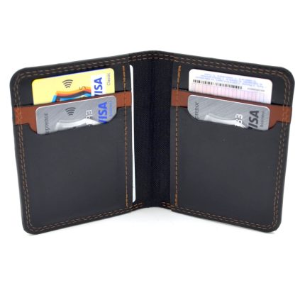 portofel barbati vertical bicolor maro negru piele naturala2