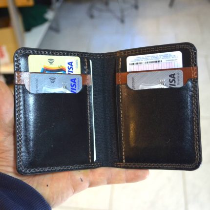 portofel barbati vertical bicolor maro negru piele naturala4