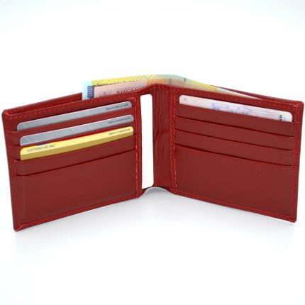 portofel carduri rosu slim barbati piele naturala3