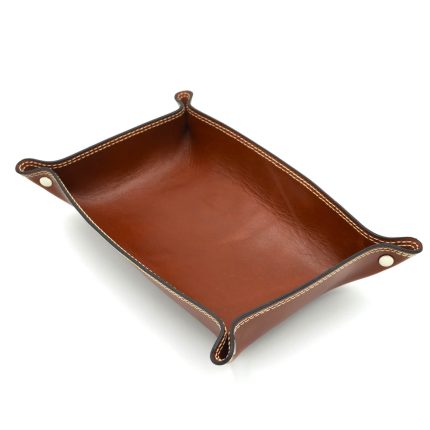 tavita personalizata piele naturala dubla suport maro