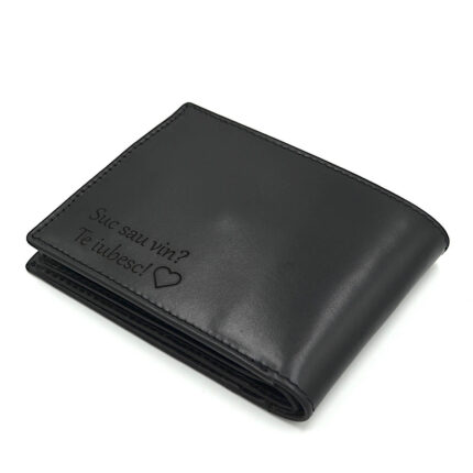 cadou barbati portofel piele negru personalizat verso fara capsa