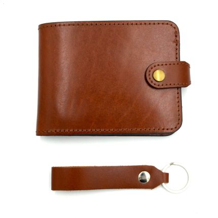 cadou portofel barbati piele naturala maro si breloc chei1