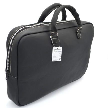 geanta laptop 13 piele neagra fermoar