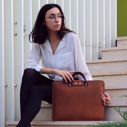 geanta laptop piele naturala maro 15