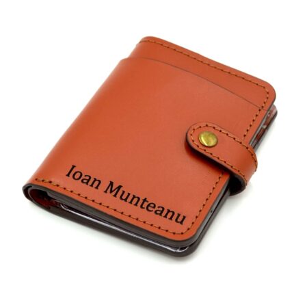 portofel acte auto piele maro personalizat nume