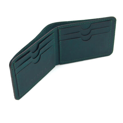 portofel slim barbati piele verde vintage antichizat