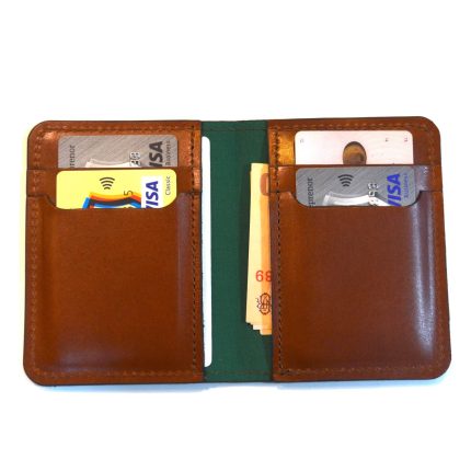 portofel slim de barbati piele maro coniac verde3