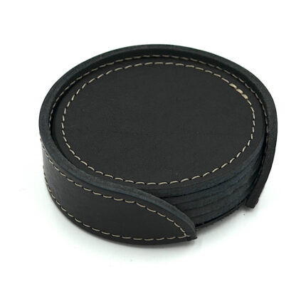 set 5 coastere suport pahare piele naturala personalizate initiale cadou