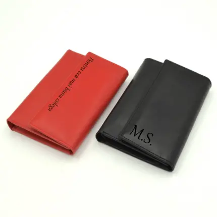 cadou portmoneu de dama din piele naturala rosu negru